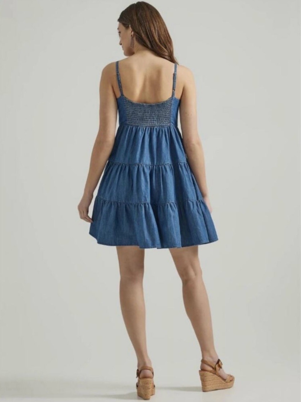 Wrangler Retro Denim/Chambray Tiered Spaghetti-Strap Prairie Dress - Picture 12 of 12